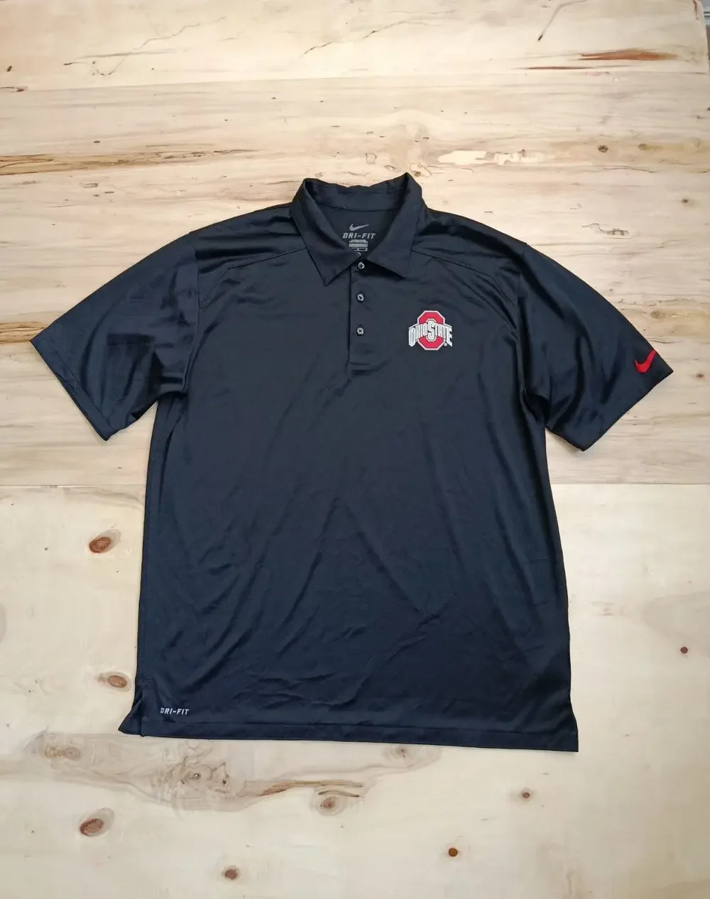 Nike Ohio State Buckeyes Dri-FIT Polo Shirt Men's Large Black Performance